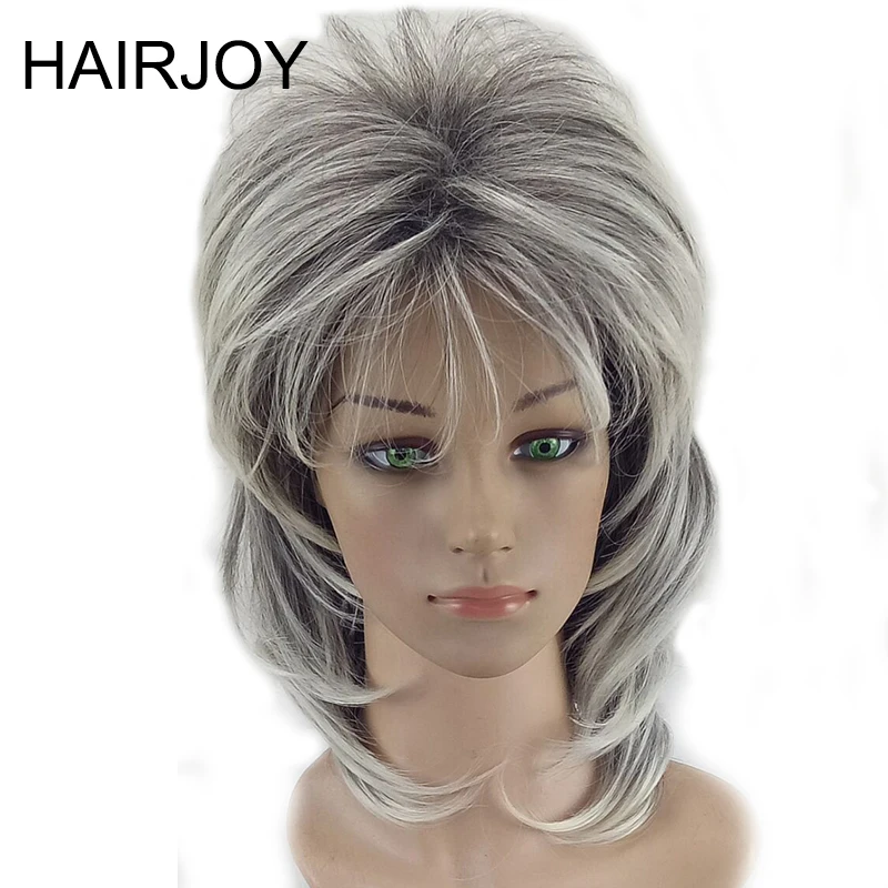 HAIRJOY, женский парик, слоистые кудрявые волосы, средняя длина, синтетические натуральные парики, высокотемпературное волокно, доступно 5 цветов