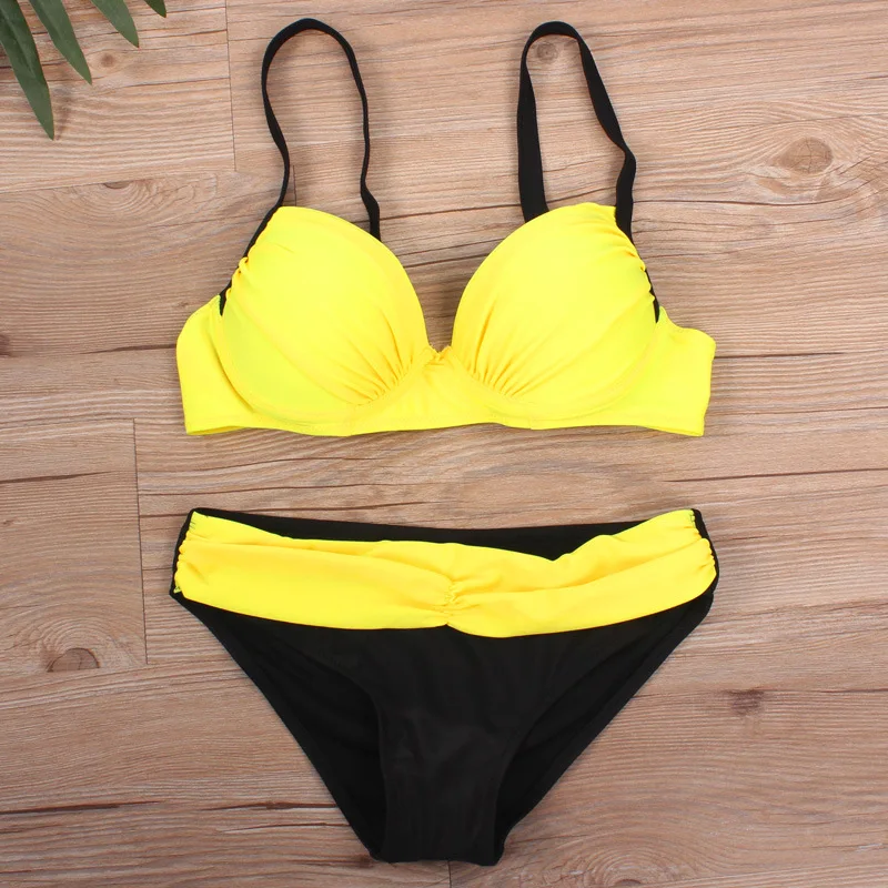 

2019 two piece plus size Swimsuits Bikinis set Women underwire bikini bathing costume suit Sexy ladies push up Separate swimwear