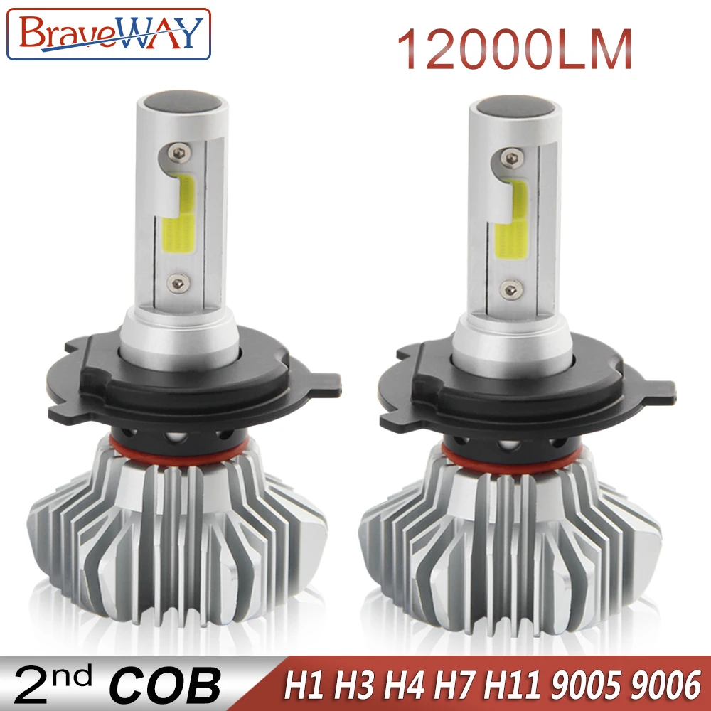 BraveWay LED Light Bulb for Car H4 LED H7 Headlight font b Lamps b font Running