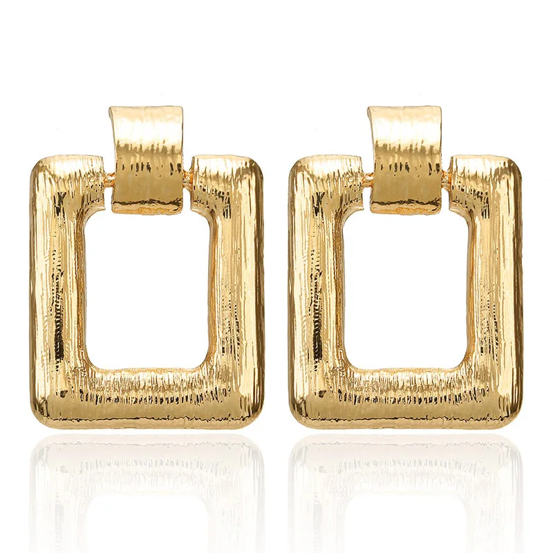 

Earrings New Alloy Big Fashion Personality Exaggeration Earrings for Women Geometry Rectangular Long Gold Earrings Trend