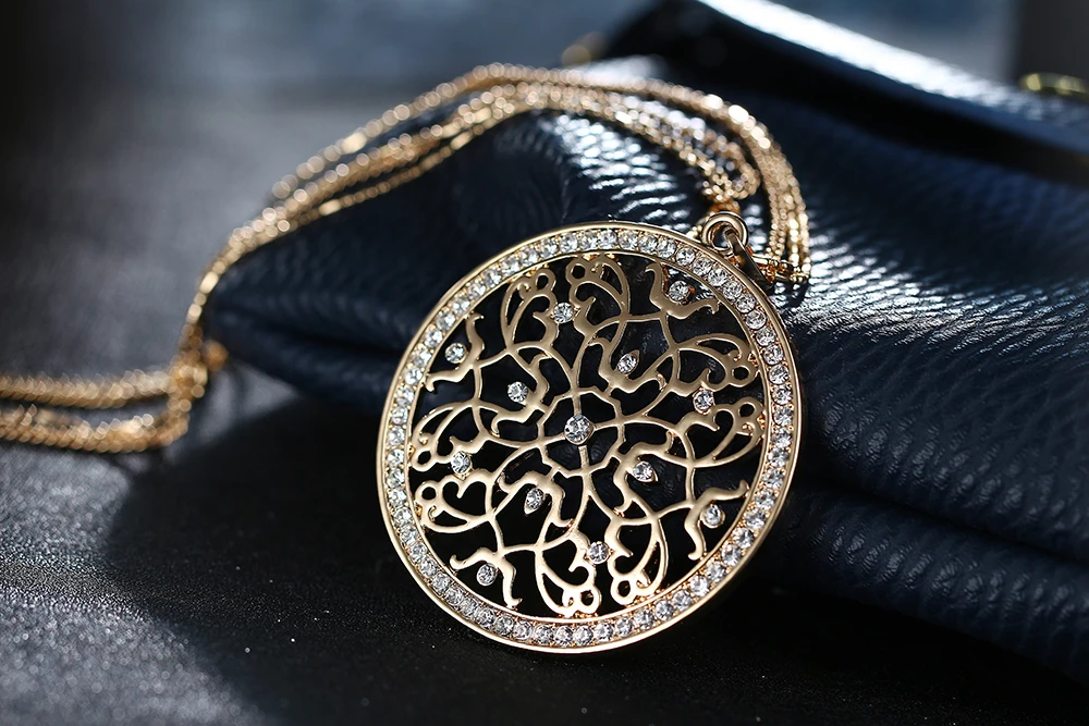 Серебряное золотое ожерелье с подвеской для женщин, винтажная подвеска с полым цветком 70 см, многослойная цепочка, длинное ожерелье, модное ювелирное изделие