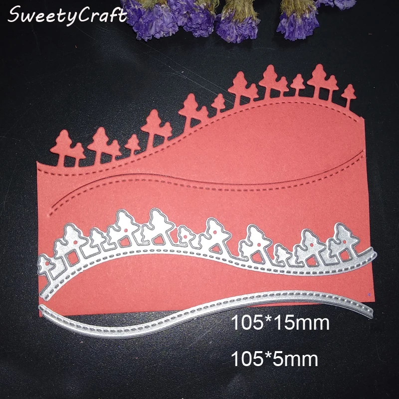 Dies Scrapbooking Tree Stitched Border Metal Cutting Dies Craft Die
