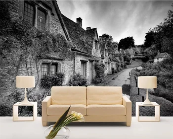 

beibehang Custom wallpaper 3D mural photo Turkish country road black and white landscape painting wall decoration painting