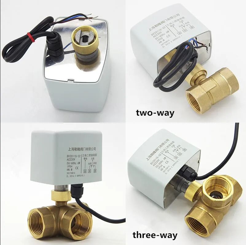 2 way 3 way Латунь Электрический моторизованный шаровой клапан трехпроводной двух-управление трехпроводной единый контроль L Тип клапана AC220V