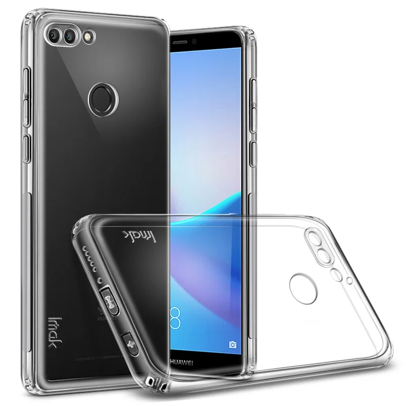 

Huawei Y9 2018 Case Silicone IMAK Super Clear Soft Airbag TPU Back Cover For Huawei Enjoy 8 Plus Cases Gift Screen Protector