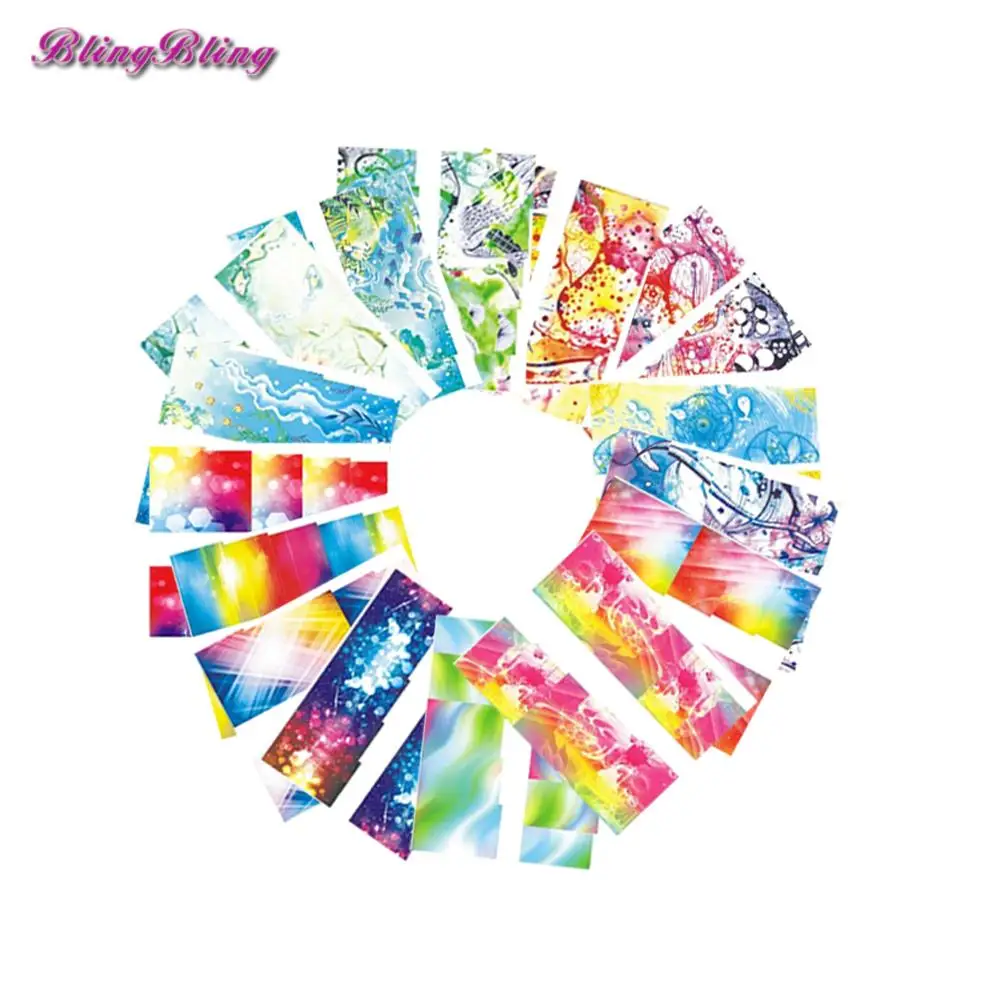 Abstract Designs Nail Sticker Beautiful Color Decor Water Transfer Nails Art Sticker Foils Manicure Wrap Decals 15 sheets