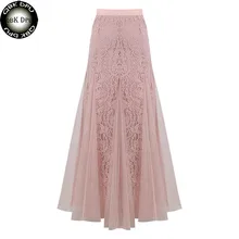 Сексуальная Готическая винтажная тонкая элегантная длинная юбка-Русалка Новая женская юбка макси с цветочным принтом и рюшами Женская Черная розовая кружевная юбка