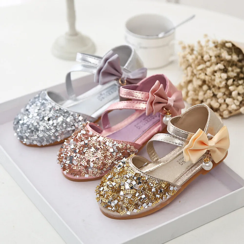 

Toddler Kids Girls Baby Fashion Princess Girls Bow Bling PU Leather Newborn Babies Fashion Leather Casual Single Shoes #QJ