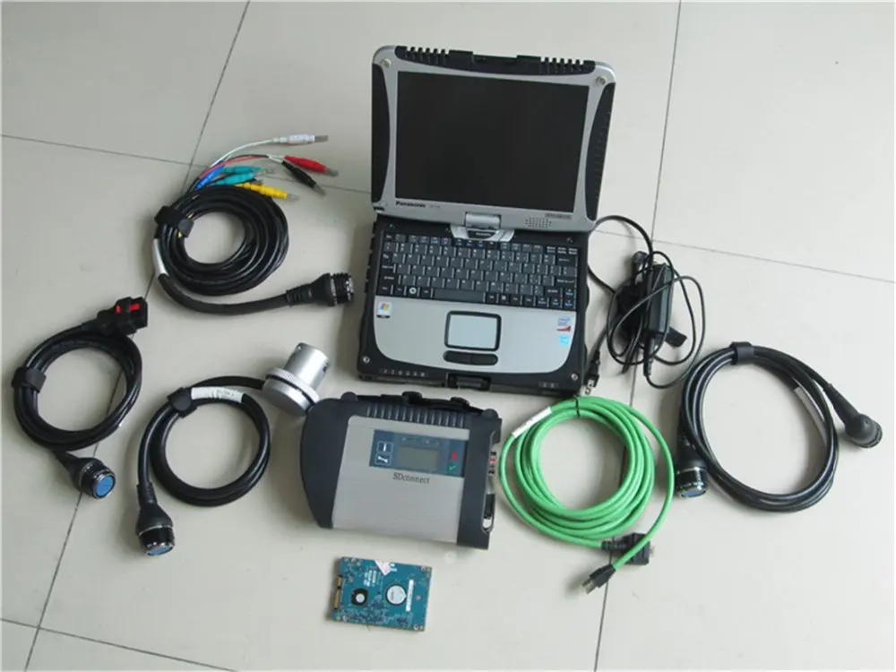  Herramienta de diagnóstico mb star c4 con software 20199 hdd con pantalla táctil de ordenador portá