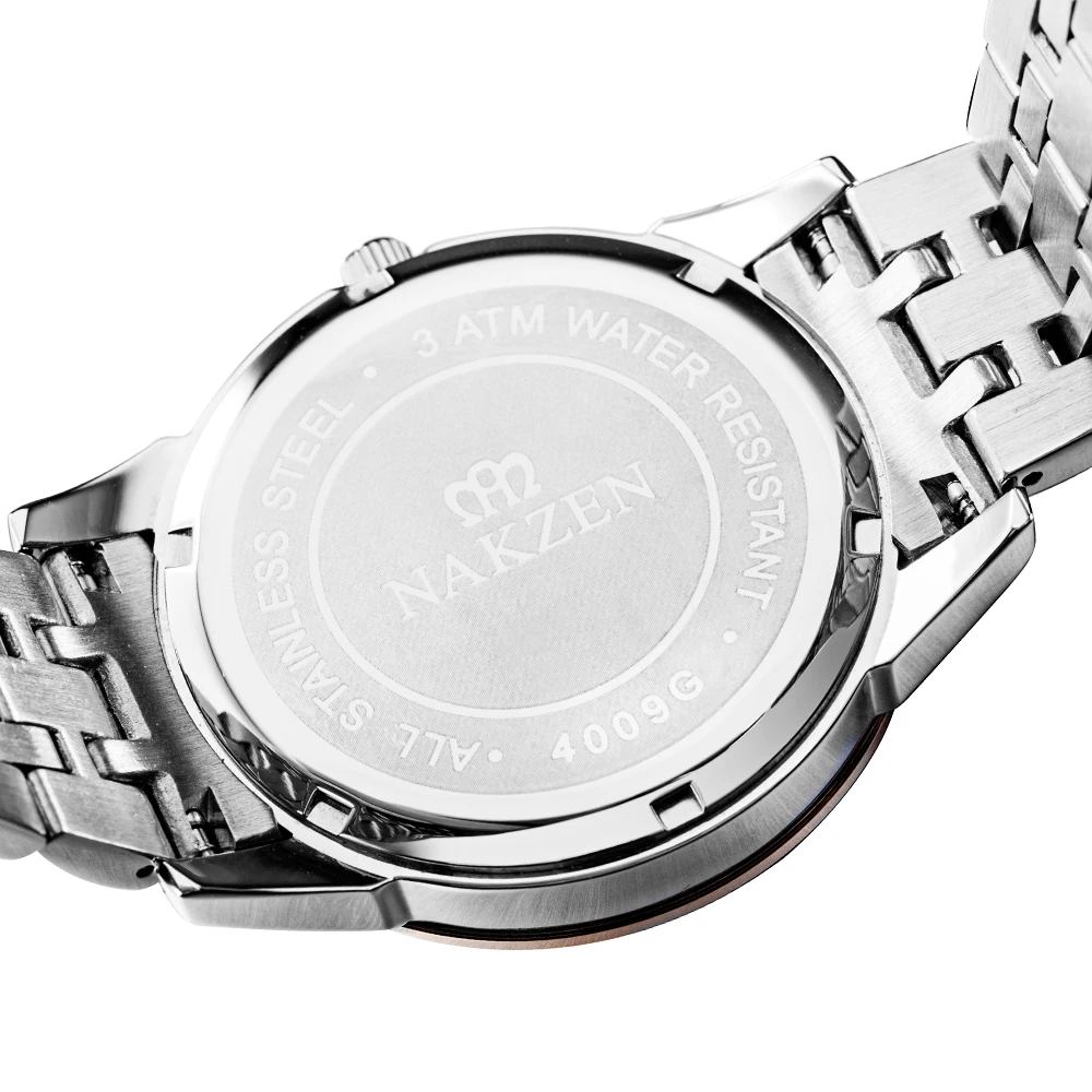 NAKZEN Топ люксовый бренд Мужские часы мужские водонепроницаемые кварцевые часы из нержавеющей стали мужские деловые классические часы Relogio Masculino
