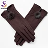 [BYSIFA] Women Mink ball Wool Gloves Fashion Opening Design Winter Ladies Gloves New Trendy Elegant Soft Black Mittens Gloves ► Photo 2/6