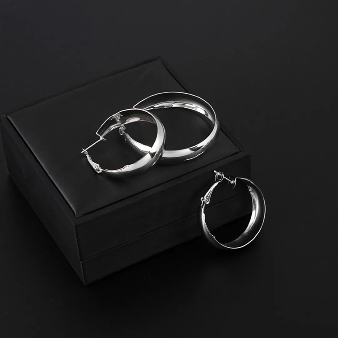 New 6 Pairs/set Vintage Dangle Big Circle Hoop Earrings Gold Silver Women Steampunk Ear Clip Shellhard Punk Ear Set Jewelry