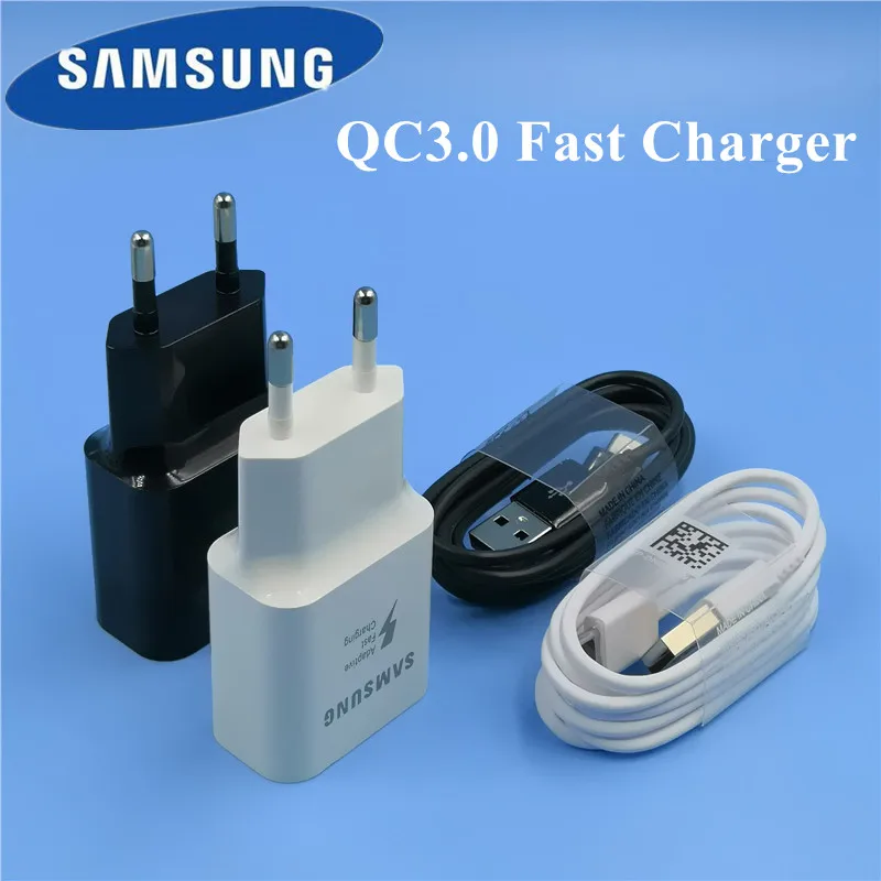 Original EU Samsung Galaxy s9 plus Charger QC 3.0 travel adapter adaptive fast charging for S8 note 8 9 A5 2017 usb Type C Cable