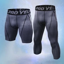 Новинка, 2 шт., компрессионные колготки, для бега, 3/4, леггинсы, Homme, мужские шорты, для фитнеса, быстросохнущие, для спорта, Tourser, спортивная одежда, мужские колготки