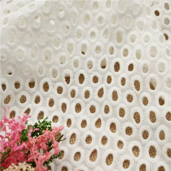 

Off White Water Droplets Hollow Lace Cloth Embroidered Women's Summer Cotton Cloth Breathable Skin Lace Fabric RS405