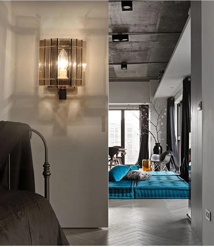 Современный чердак черный кристалл настенный светильник теплый романтический гостиничный номер для зала виллы Настенный бра проход