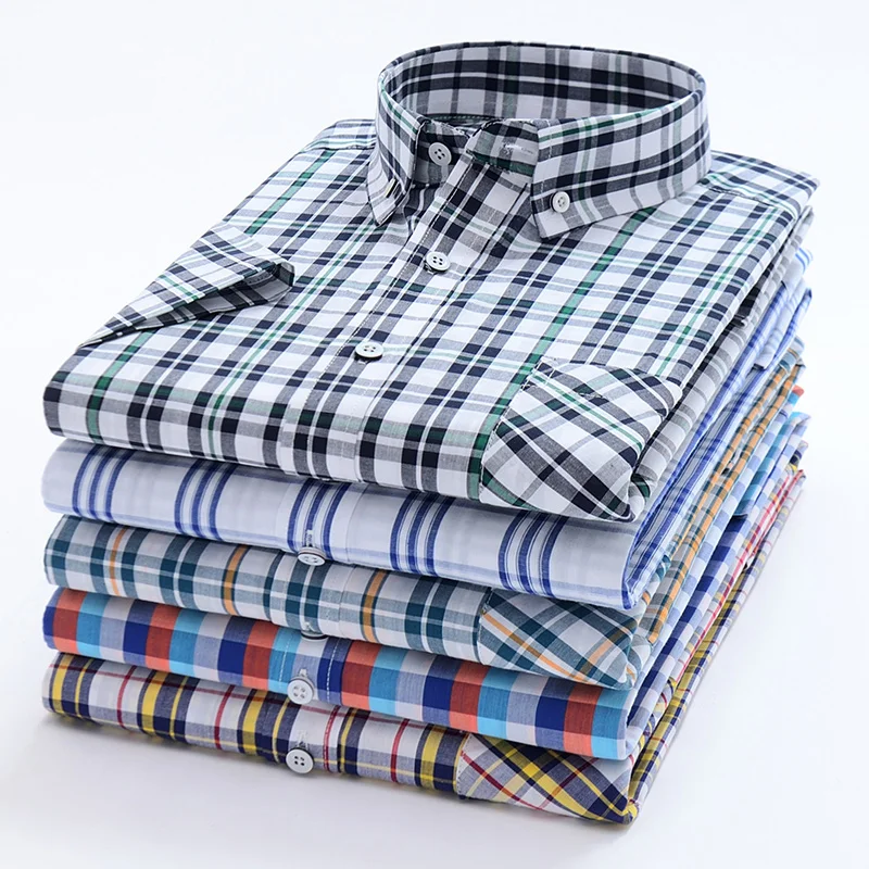 DAVYDAISY 2019 جديد وصول الصيف الرجال قميص 100% القطن بأكمام قصيرة السببية منقوشة رجل قمصان 17 ألوان لينة رجل قميص DS316