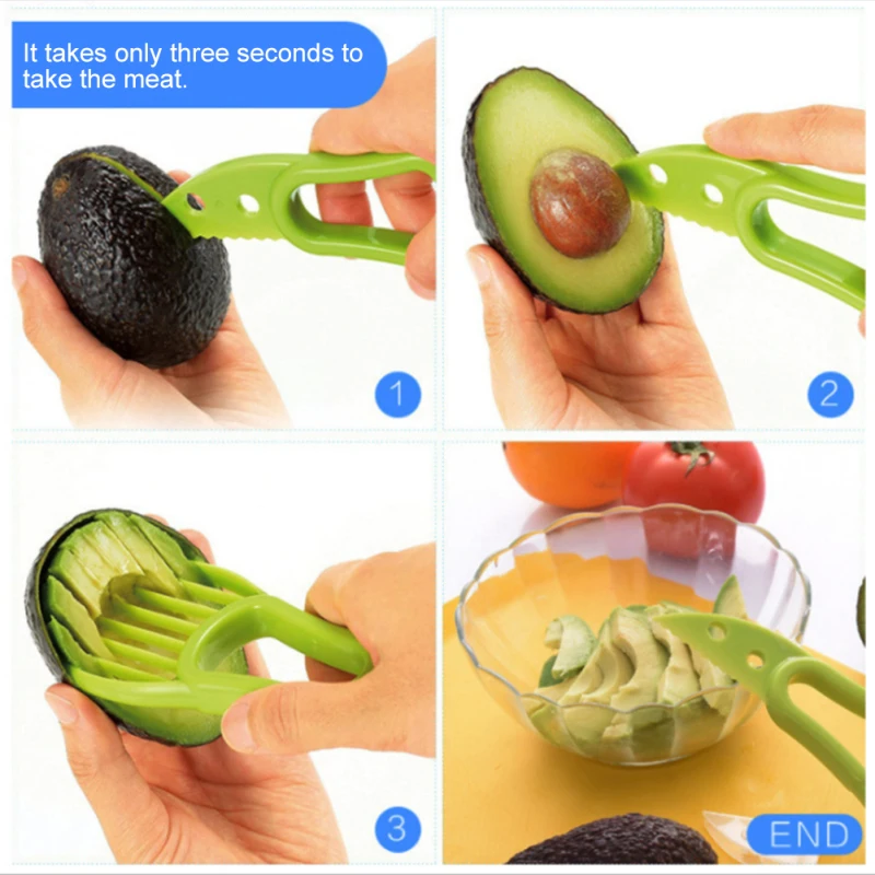 Многофункциональный 3-в-1 авокадо Slicer Ши нож для удаления сердцевины и нарезания масла нож резак фруктов целлюлозно-сепаратор Пластик Ножи Кухня фруктов и овощей