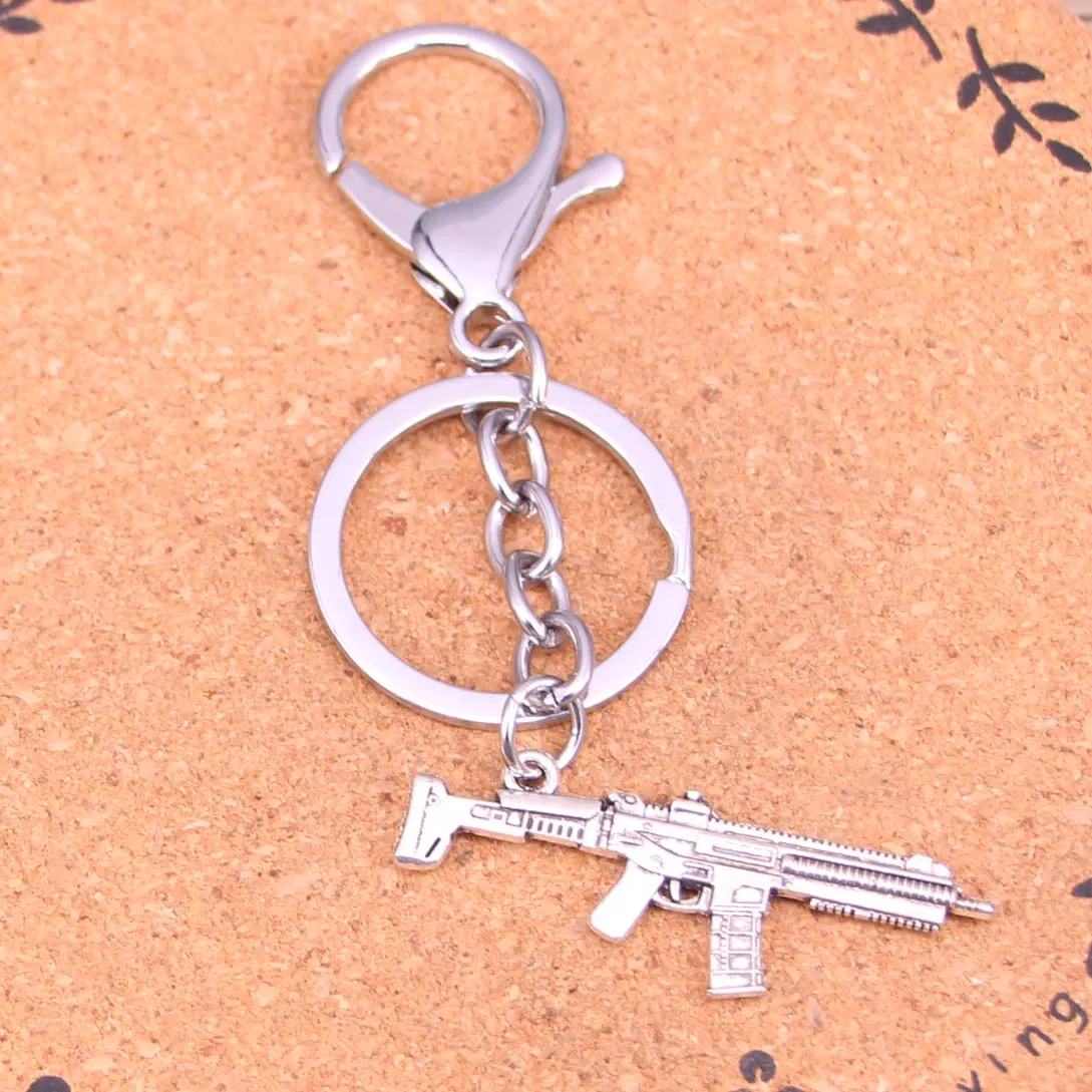 New Creative Chrome plated Metal Key Ring Best Gift submachine gun