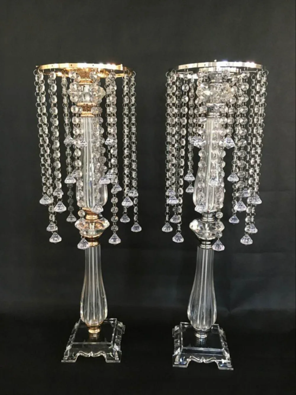 Wedding Decoration 53 cm Tall Wedding Crystal centerpiece Gold Silver