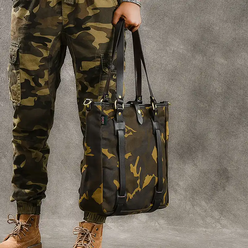 mens camo tote bag