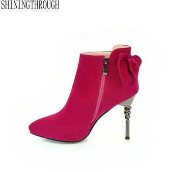 

Women Shoes high Heel Fashion Winter autumn High Heel Boots Pointed Toe PU Platform Women Boots Size 34-43