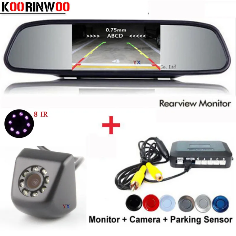 KOORINWOO Dual Core CPU 4 Car Parking Sensors Car Rear view font b camera b font