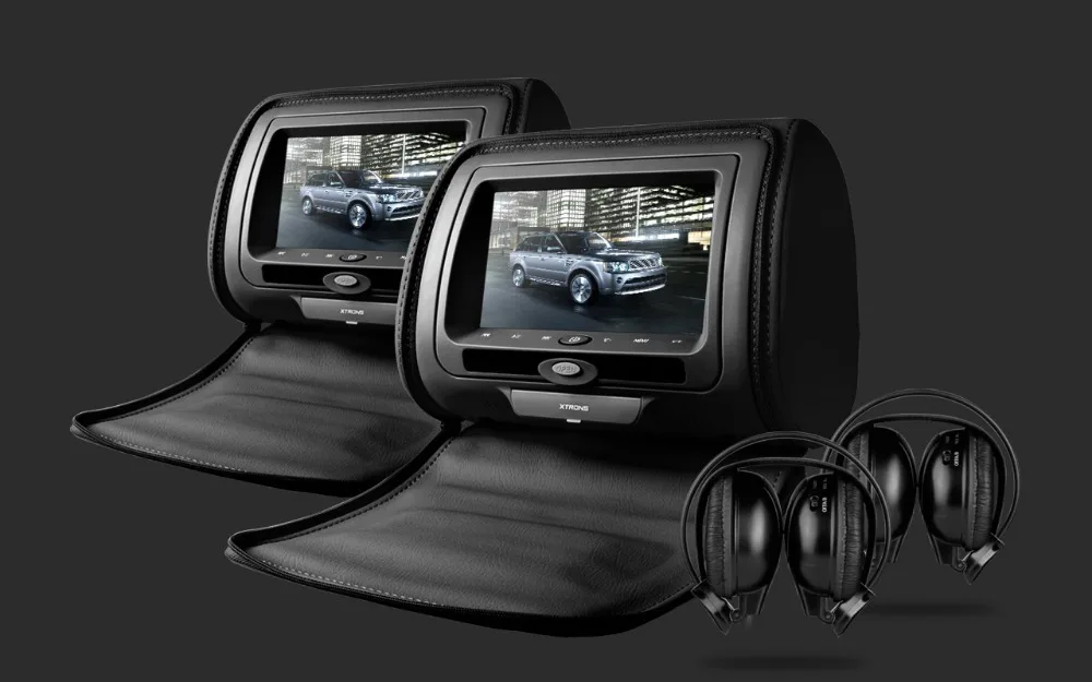 Discount 2x7" Black Headrest Car Monitor with DVD Function & USB SD FM Transmitter IR Transmitter & 2 IR Headphones (Beige&Grey Optional) 3