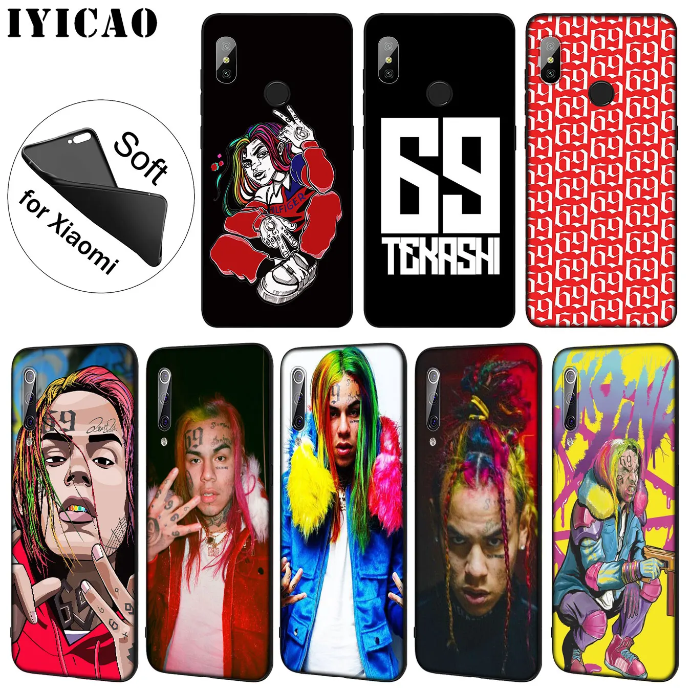 IYICAO 6ix9ine Tekashi69 Hip Hop Soft Silicone Phone Case for Xiaomi Mi 10 9 9T CC9 CC9E 8 SE A3 Pro A1 A2 Lite 6 pocophone f1 |