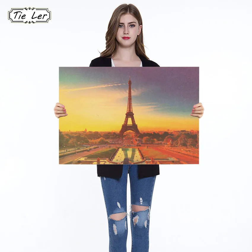 

Tower Poster Wall Sticker Painting Beautiful Scenery Picture Kraft Paper Home Living Room Bedroom Decoration Painting