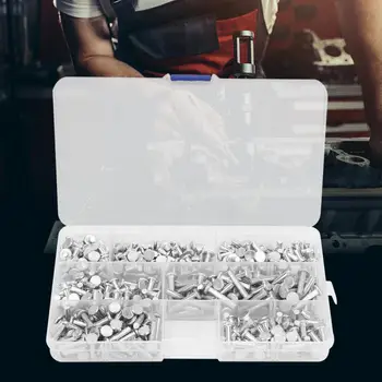 

350pcs M4 Flat Head Solid Aluminum Rivets Assortment Kit Length 4/6/8/10/12/16/20mm Hardware Set