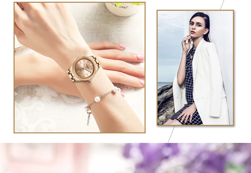 CURREN Лидер продаж Saat часы для женщин модное платье женские наручные часы Полностью сталь Водонепроницаемый черный Relogio Feminino reloj mujer