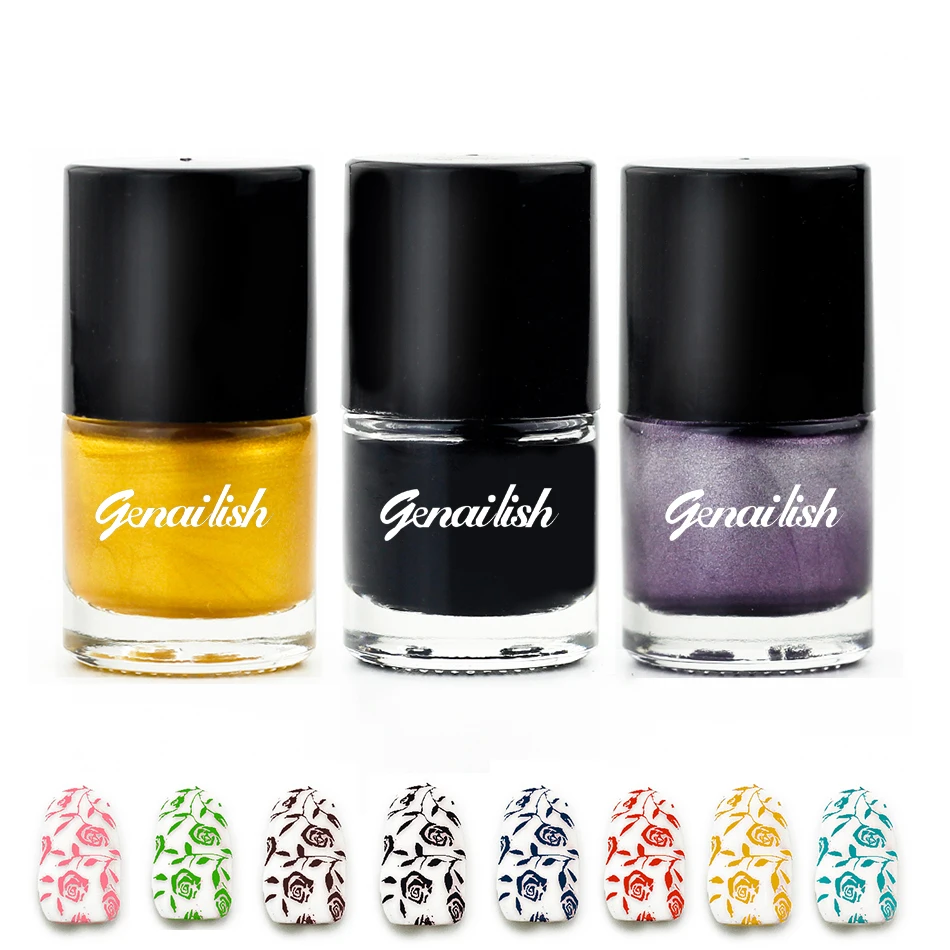 Nail Polish Nail Stamp Polish Nail Art 24 Colors Stamping Nail Lacquer Varnish Nail Spray Vernis A Ongle genailish-GC1