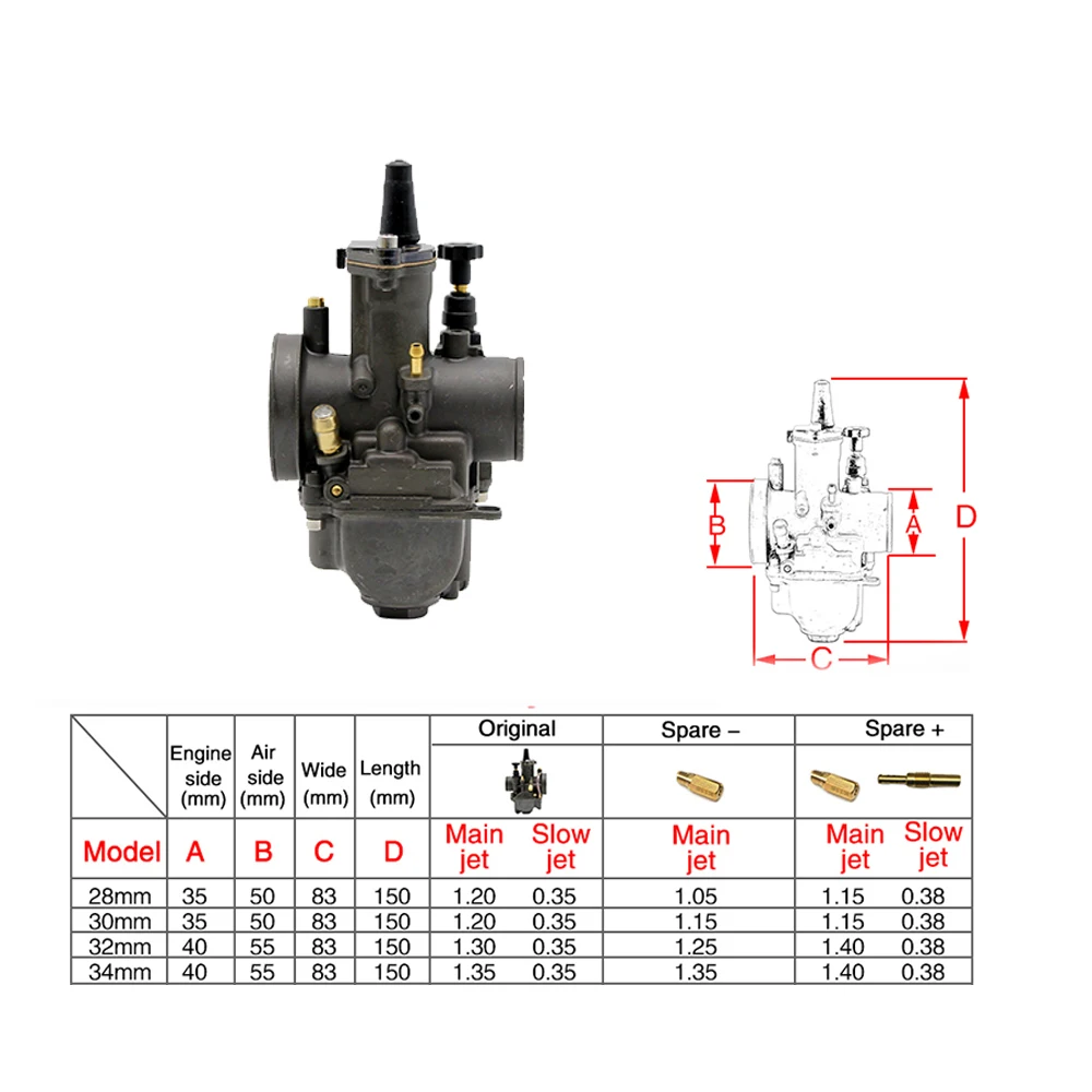 Sclmotos-21 24 26 28 30 32 34 мм Мотоцикл Мотокросс скутера карбюратор PWK Carb с силовой струей Fit 2 T/4 T двигатель мощность гонки