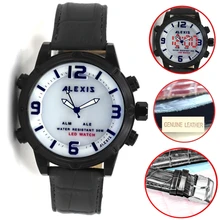 Бренд Alexis черный корпус светодиодный подсветка водостойкие аналоговые цифровые часы мужские часы montre homme horloge mannen