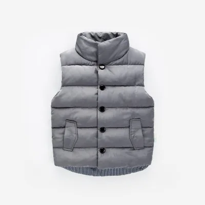 gray vest Детские зимние и осенние теплые пальто Модная пуховая верхняя одежда для мальчиков и девочек розовый, черный, красный жилет для детей, детская одежда - Цвет: gray vest