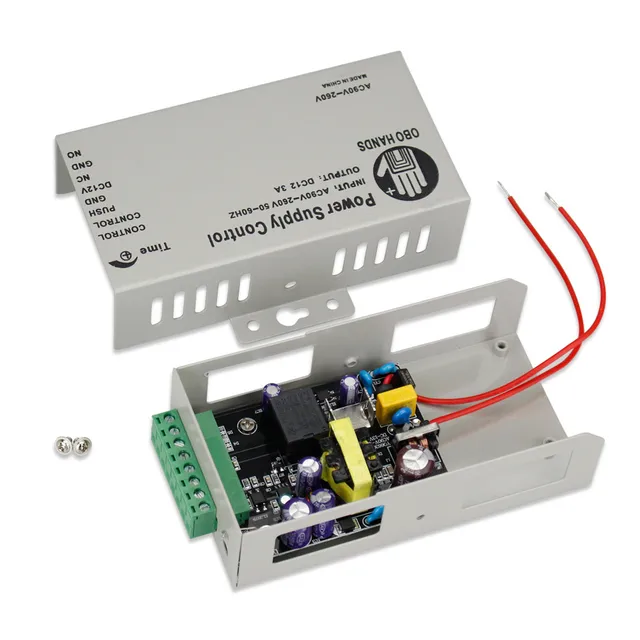 OBO HANDS 12VDC Access Control Power Supply Switch 3A/5A Time Delay Adjustable AC90V-260V Input NO/NC Output for 2 Electric Lock 3