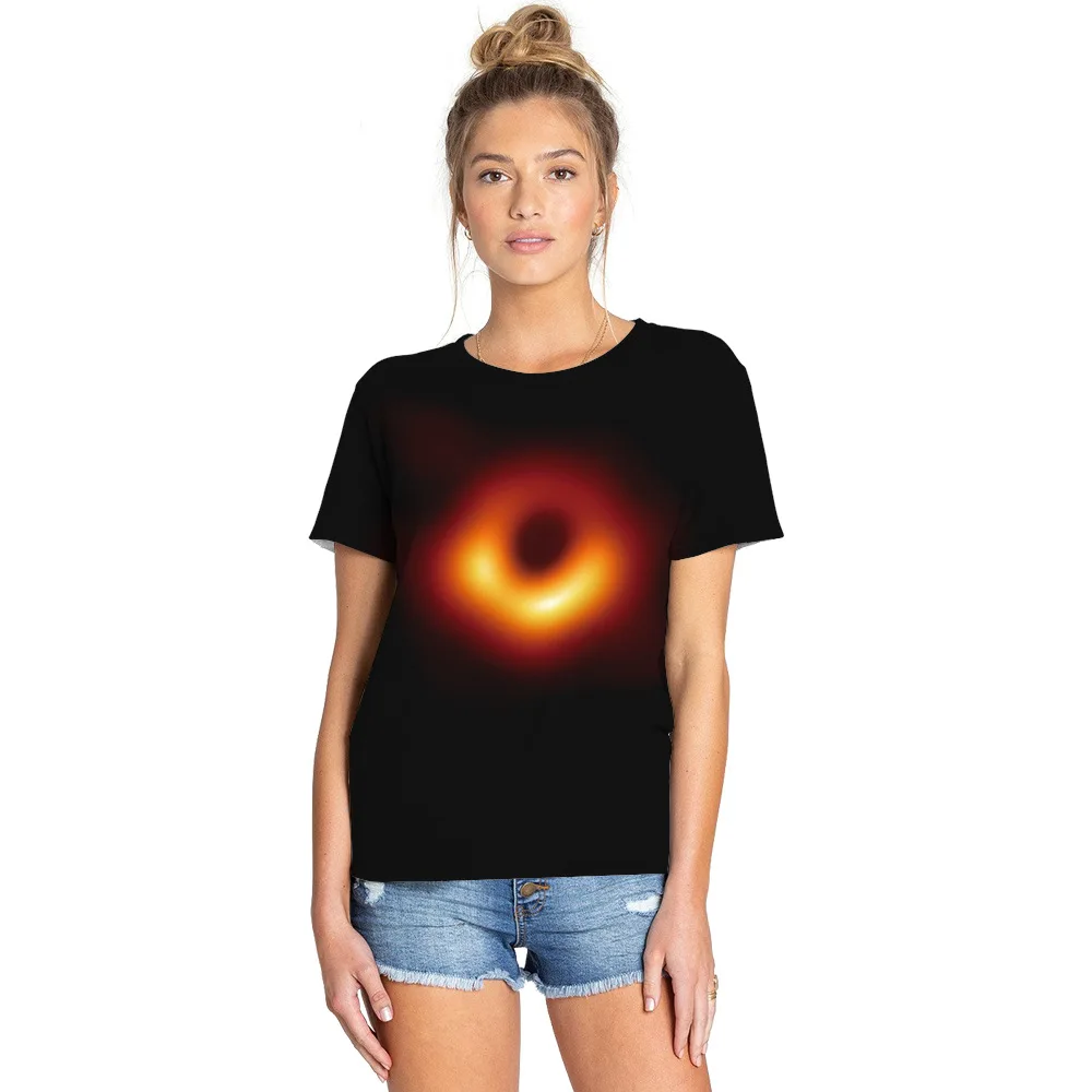 Space Black hole Women Top T-shirt Short O-Neck Streetwear Paisley Print Tshirt plus size tops female T-shirt ladies black tops Space Black hole Women Top T-shirt Short O-Neck Streetwear Paisley Print Tshirt plus size tops female T-shirt ladies black tops