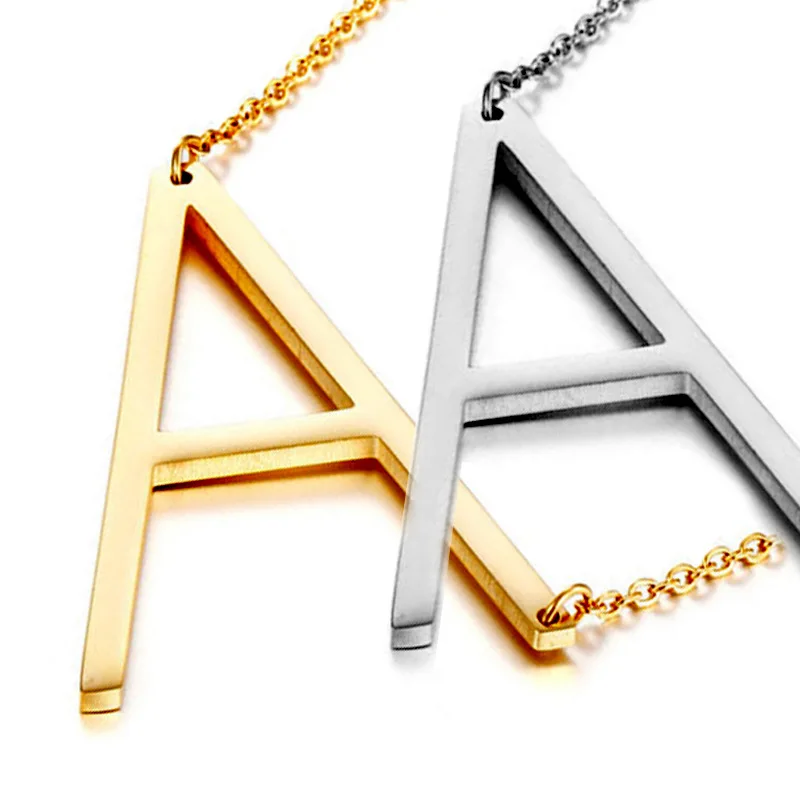 

Fancy gold initial necklace Titanium steel letter necklaces initials name Personalized pendant for women girls best birthday gif