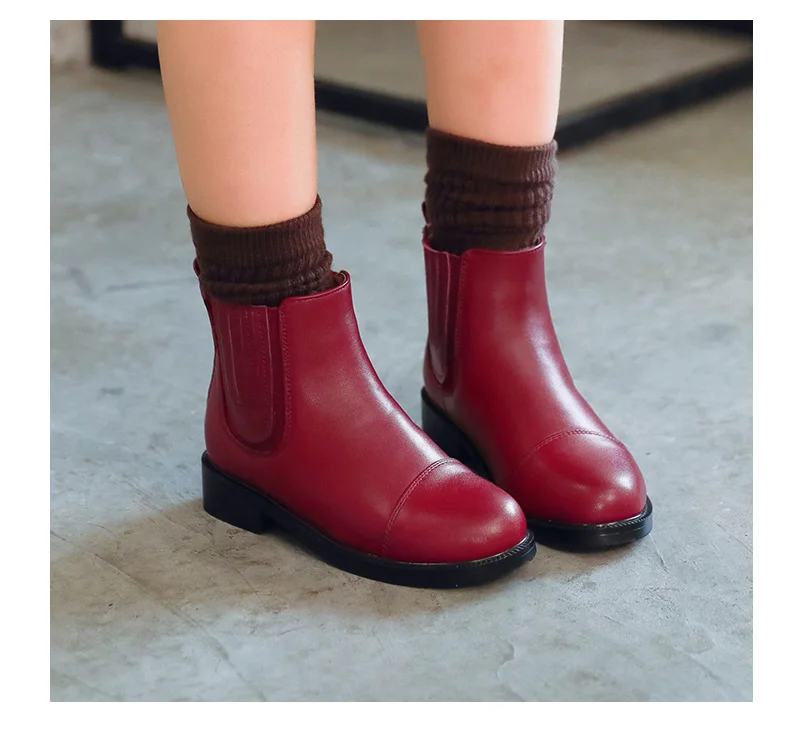 Gamlon детские кожаные сапоги 2017 для девочек кожаные сапоги в британском стиле для девочек осень-зима новые большие детские Студенческие