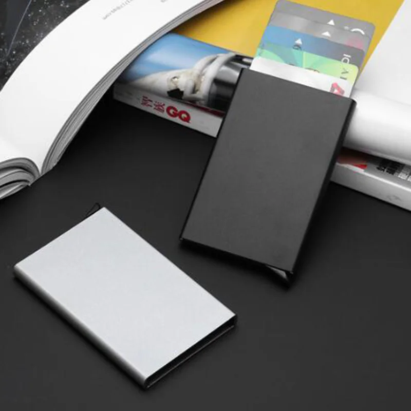 

New Automatic Silde Aluminum ID Cash Card Holder Men Business RFID Blocking Wallet Credit Card Protector Case Pocket Purse