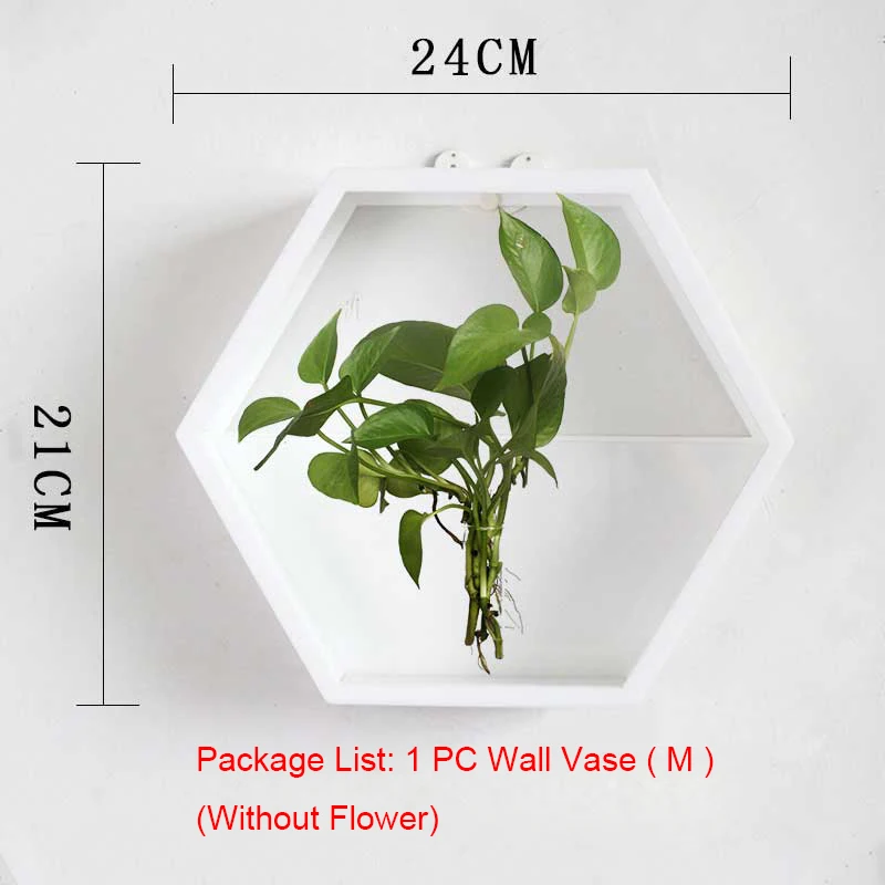 Простая Современная Шестигранная настенная ваза настенный маленький рыбный горшок настольное суккулентное растение гидропонный цветочный горшок креативный домашний декор - Цвет: White M