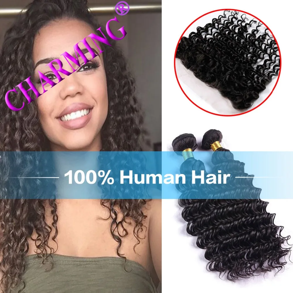

Malaysia Deep Wave With Lace Frontal Closure 13*4 And Bundles, Unprocessed Virgin Human Hair Bundles With Lace Frontal Closure