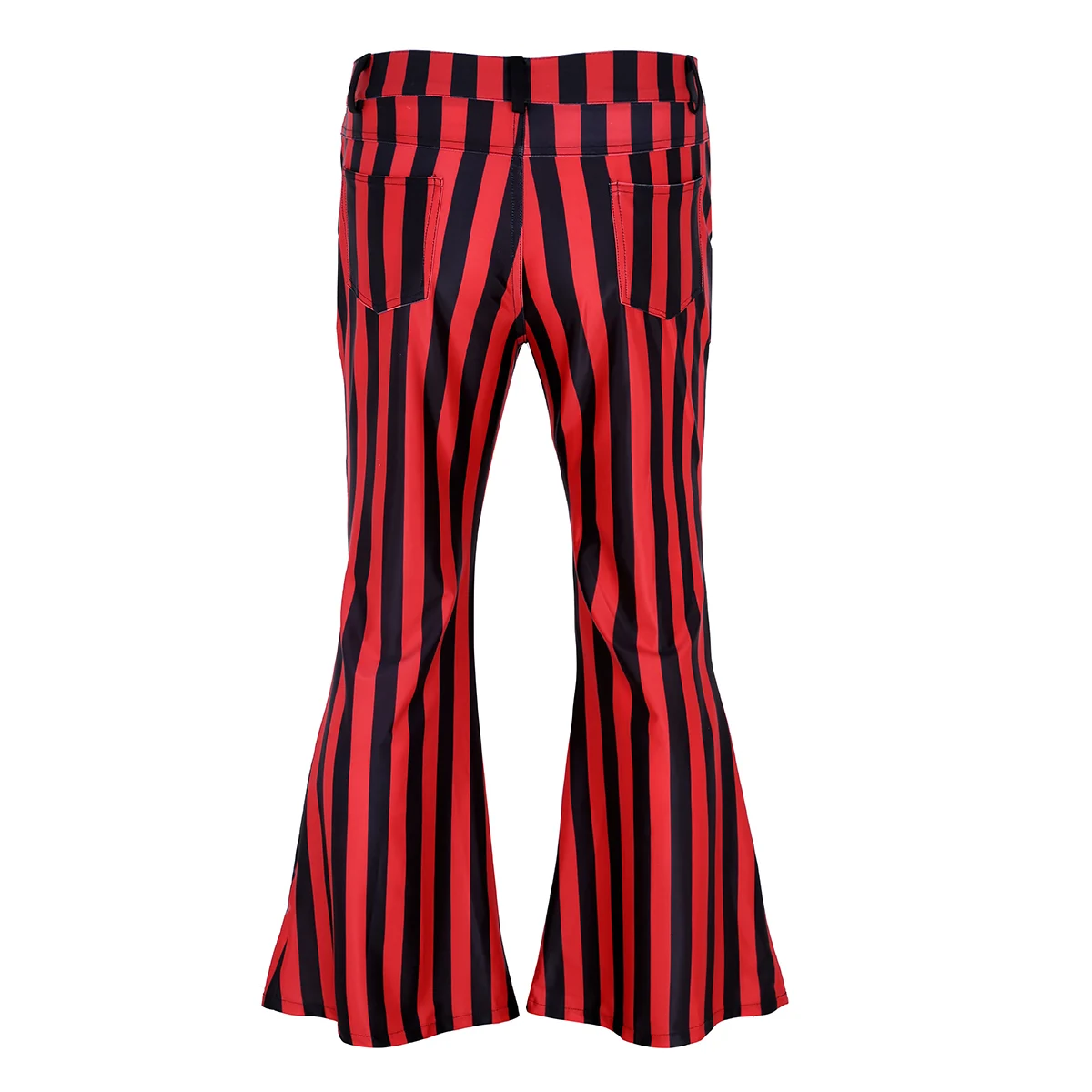 Adult Men Vintage Striped Long Pants Male Retro Mid Waist Elastic Flares Trousers Homme Party Stage Dance Costume Club Clothing