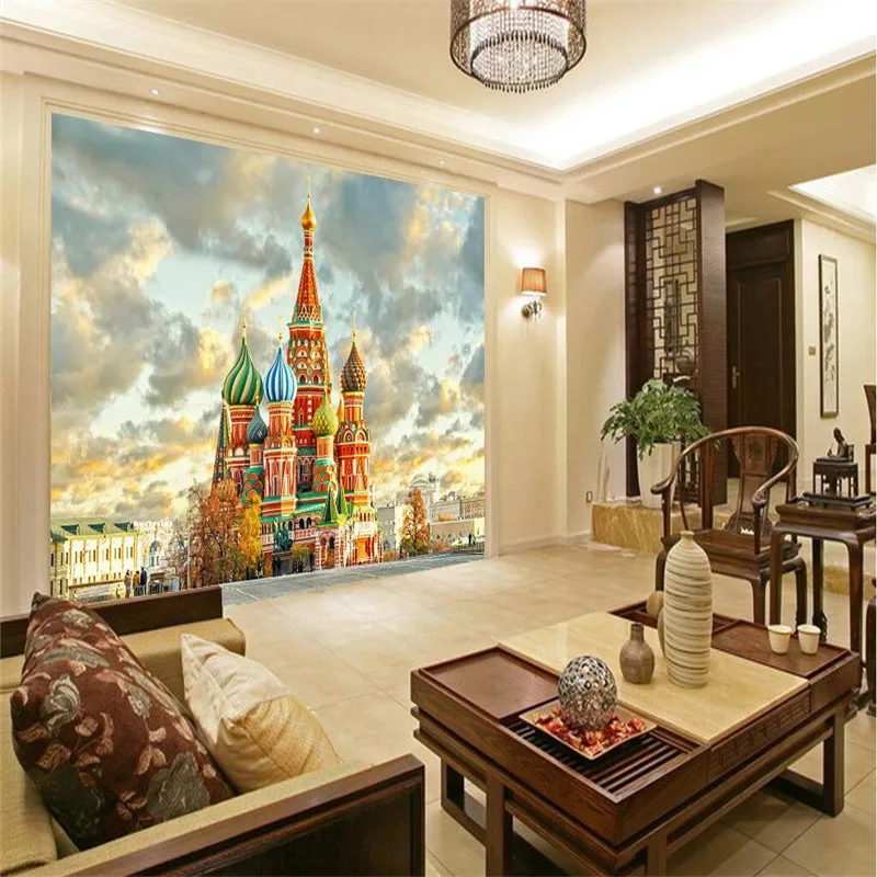 

beibehang 3D home decor Photo background Red Square in Moscow Church of living room office large wallcovering wallpaper mural