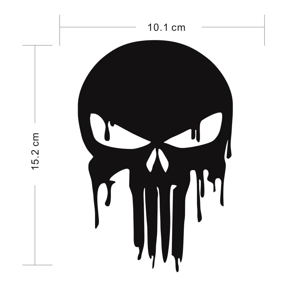 15.210.1CM Dripping Melting Bloody Punisher Skull Vinyl Car Stickers Decal Motorcycle Decorative Accessories BlackSilverLaser (4)
