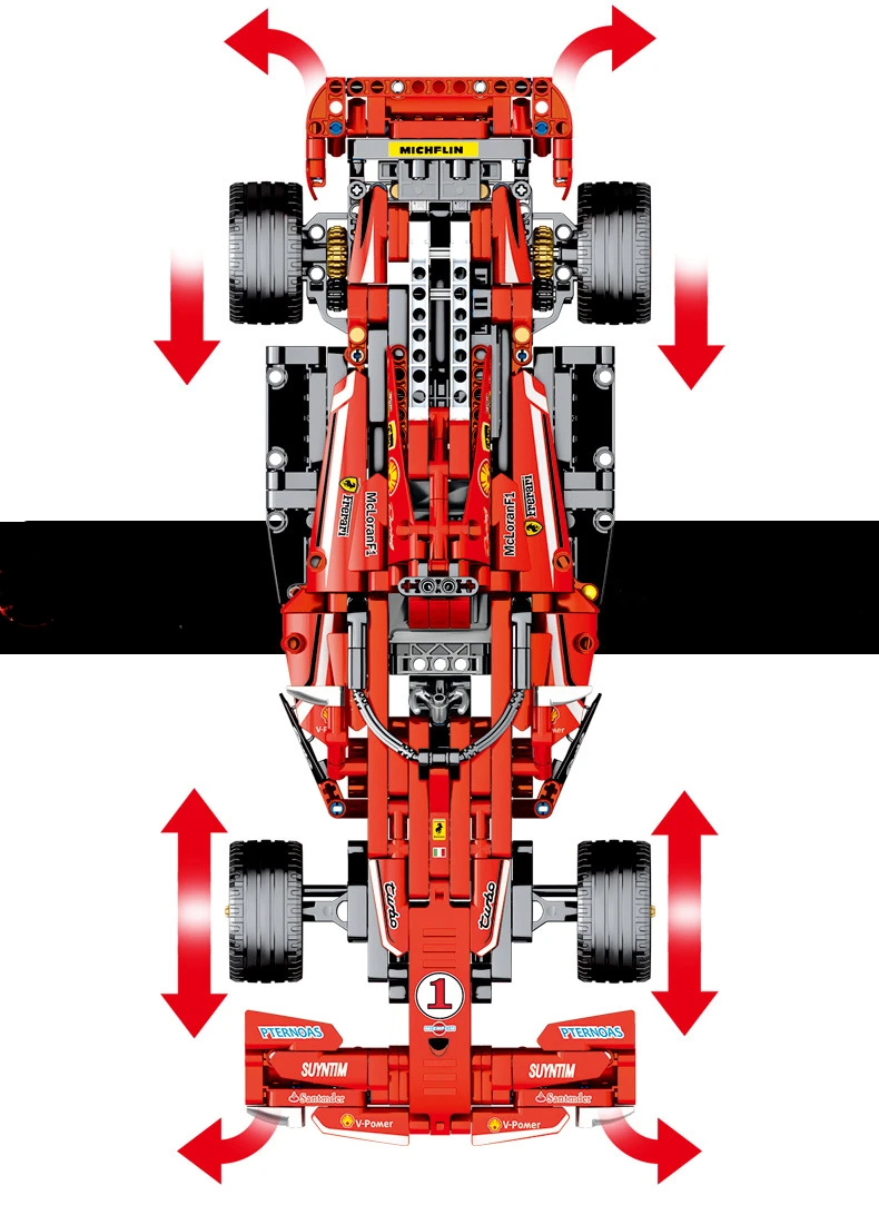 Raysid плакировка MOC F1 гоночный автомобиль дистанционное управление 2,4 ГГц техника с корпус двигателя 729 шт. строительные блоки кирпичи создатель игрушки для