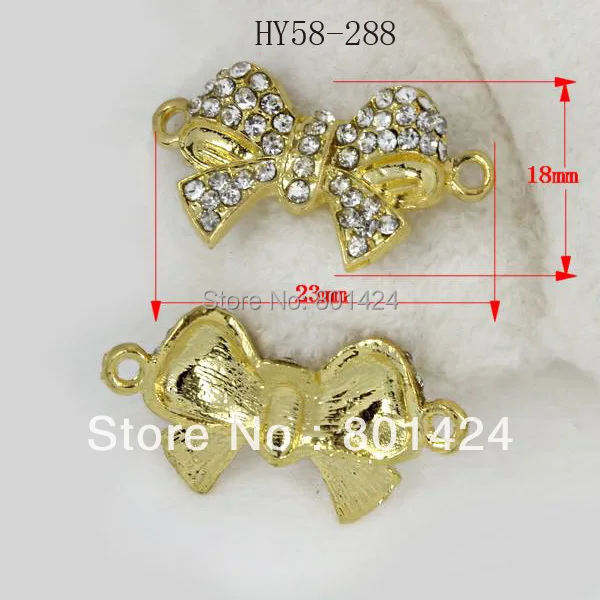

Free Shipping 58-288 8pcs Shamballa Rhinestone ribbon Connector bowknot connector for jewerly for bikini swimming suit