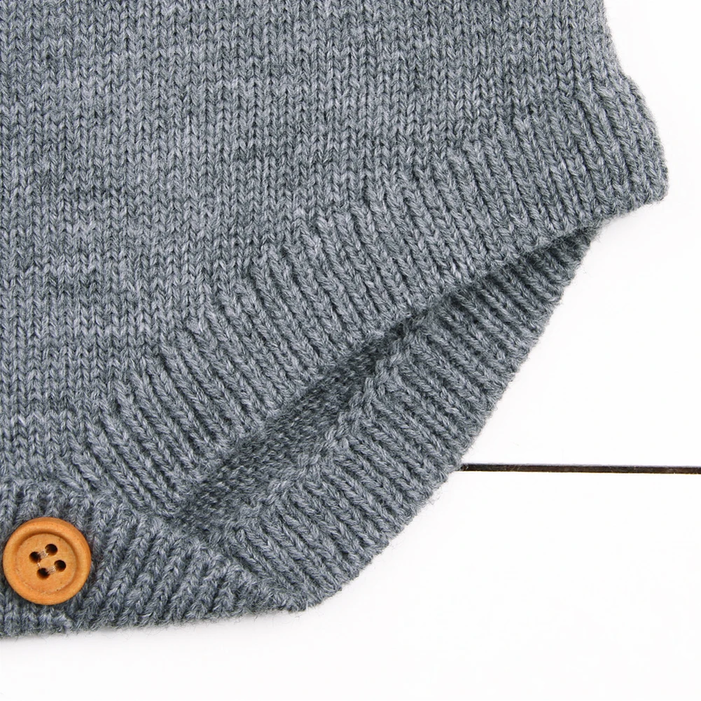 Cute Newborn Baby Boy Girls Bunny Knitting Wool Pom Pom Romper Jumpsuit Outfits Set Sleeveless baby boy girls clothes