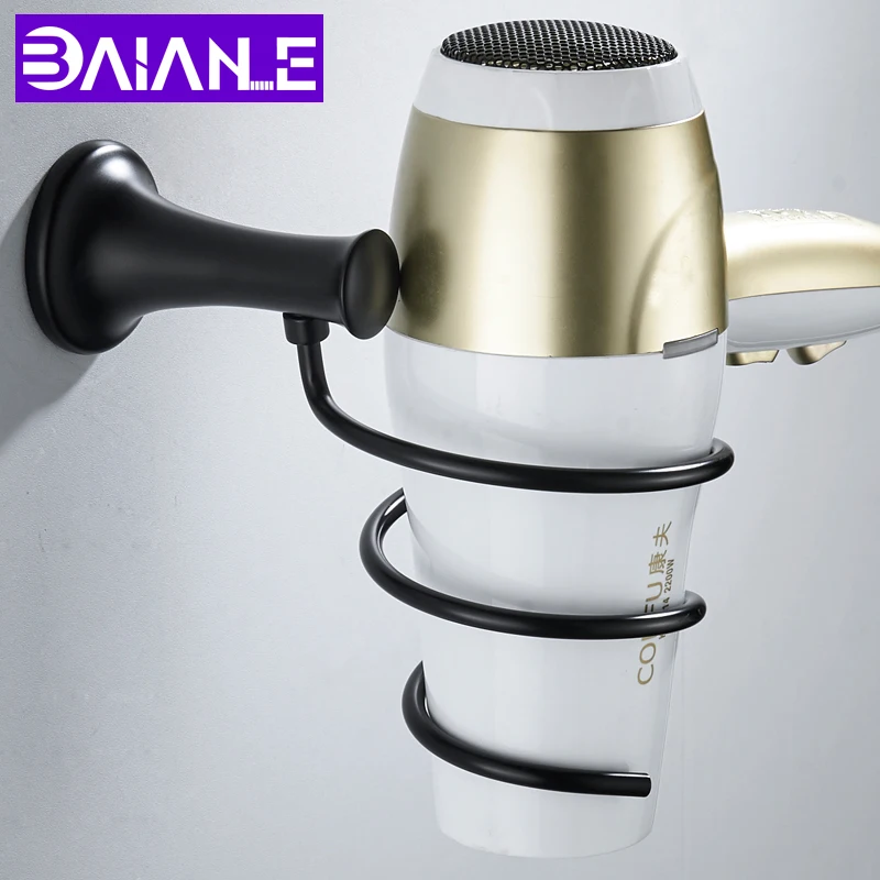 Black Hair Dryer Holder Stainless Steel Wall Mounted Bathroom Shelf Rack Storage Save Space | Обустройство дома
